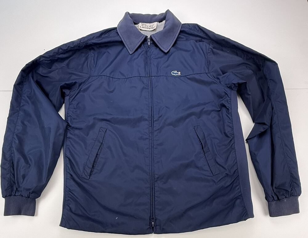 Vintage 80s 90s IZOD Lacoste Windbreaker Jacket Mens M Navy Nylon Crocodile